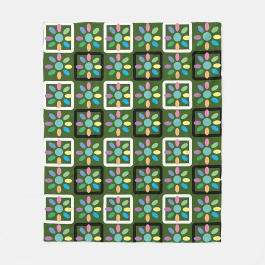 Geometrisch patroon tuinbloem fleece deken (Voorkant)