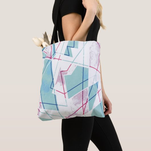 Geometrisch patroon uitwassen tote bag (Dichtbij)