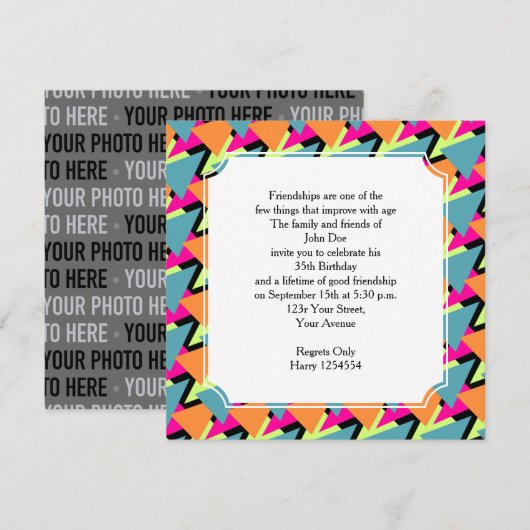 Geometrisch patroon van 80-jarige stijlfeestdagen kaart (Voorkant / Achterkant)