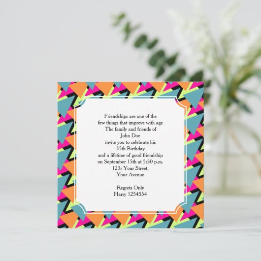 Geometrisch patroon van 80-jarige stijlfeestdagen kaart (Staand voorkant)