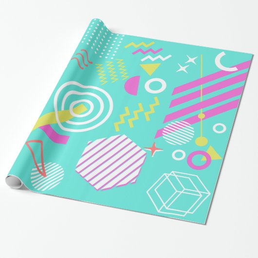 geometrisch patroon van 90 s cadeaupapier (Uitgerold)