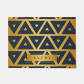 Geometrisch patroon van aangepast blauw goud deurmat (Voorkant)