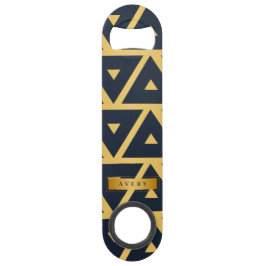 Geometrisch patroon van aangepast blauw goud speed flessenopener