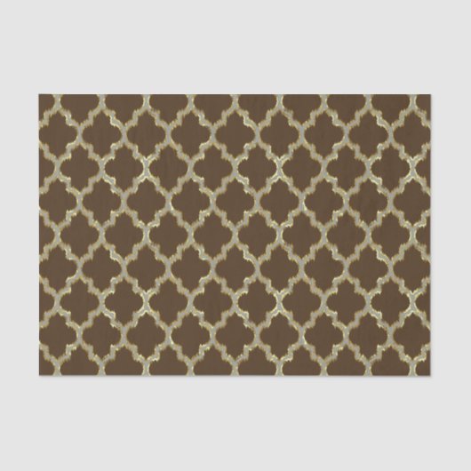 Geometrisch patroon van bruine en goudijkat Quatre Tissuepapier (Voorkant)