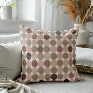 Geometrisch patroon van bruine en roze stippen kussen