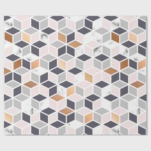 Geometrisch patroon van bruine en witte blokjes cadeaupapier (Vlak)
