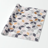 Geometrisch patroon van bruine en witte blokjes cadeaupapier (Uitgerold)