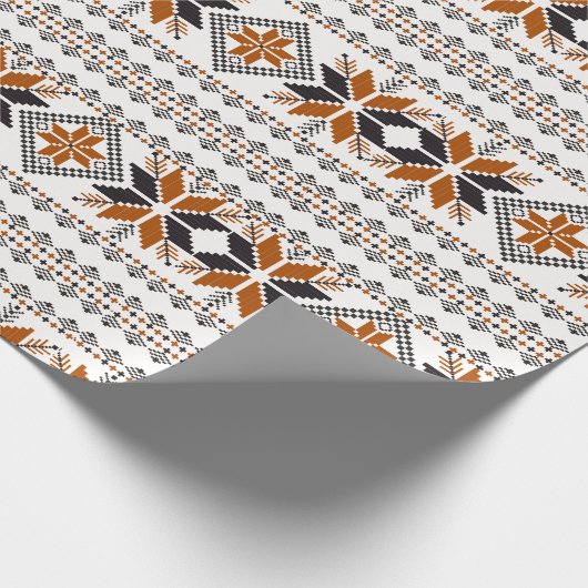 Geometrisch patroon van bruine en witte tribben cadeaupapier (Hoek)