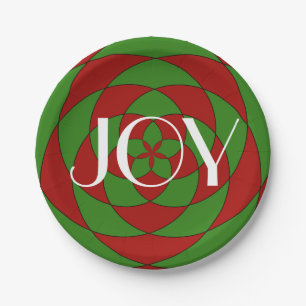 Geometrisch patroon van Christmas Joy Holiday Papieren Bordje