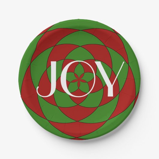 Geometrisch patroon van Christmas Joy Holiday Papieren Bordje (Voorkant)