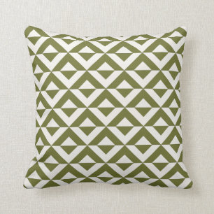 Geometrisch patroon van de driehoek Olive Green en Kussen