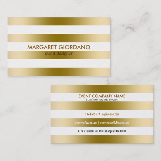 Geometrisch patroon van de goudstaven van Monogram Visitekaartje (Voorkant / Achterkant)