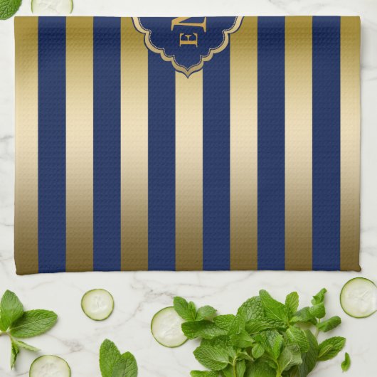 Geometrisch patroon van de goudstrook theedoek (Gevouwen)