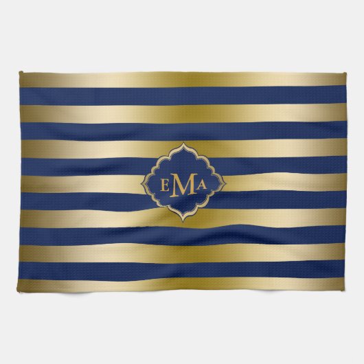 Geometrisch patroon van de goudstrook theedoek (Horizontaal)