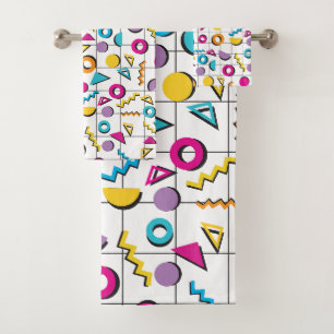 Geometrisch patroon van de Retro van 80-kleuren Bad Handdoek