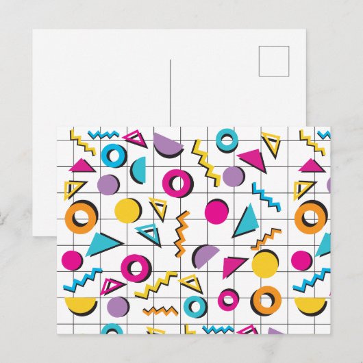 Geometrisch patroon van de Retro van 80-kleuren Feestdagenkaart (Voorkant / Achterkant)