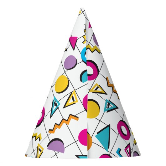 Geometrisch patroon van de Retro van 80-kleuren Feesthoedjes (Achterkant)
