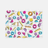 Geometrisch patroon van de Retro van 80-kleuren Fleece Deken (Voorkant (Horizontaal))