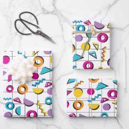 Geometrisch patroon van de Retro van 80-kleuren Inpakpapier Vel