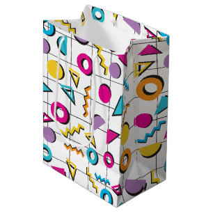 Geometrisch patroon van de Retro van 80-kleuren Medium Cadeauzakje