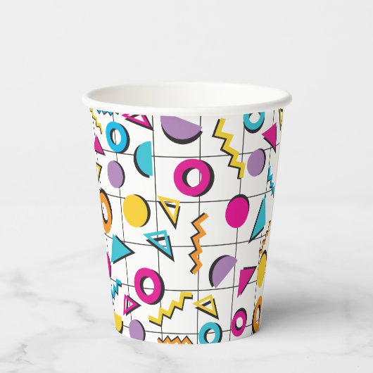 Geometrisch patroon van de Retro van 80-kleuren Papieren Bekers (Achterkant)