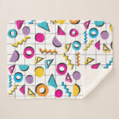Geometrisch patroon van de Retro van 80-kleuren Sherpa Deken (Voorkant (horizontaal))