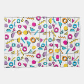 Geometrisch patroon van de Retro van 80-kleuren Theedoek (Horizontaal)