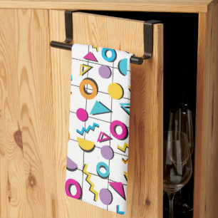 Geometrisch patroon van de Retro van 80-kleuren Theedoek