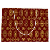 Geometrisch patroon van de rode en goudetnisch ikk groot cadeauzakje (Achterkant)