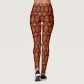 Geometrisch patroon van de rode en goudetnische ju leggings (Achterkant)