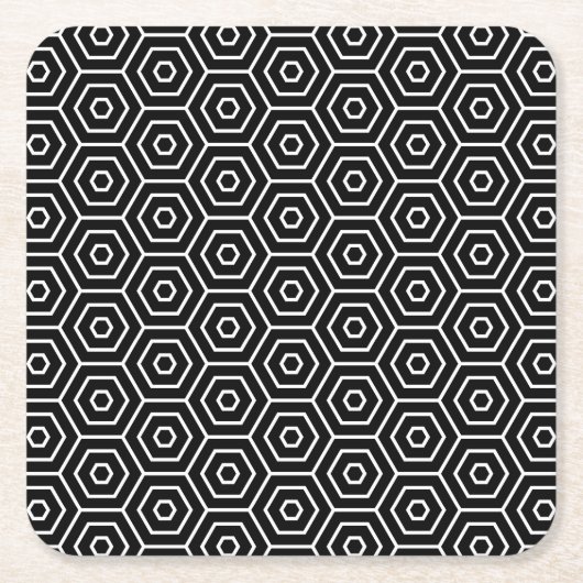 Geometrisch patroon van de textuur van hexagons kartonnen onderzetters (Voorkant)