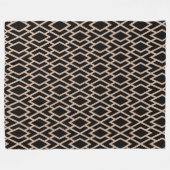 Geometrisch patroon van de zwarte en Tan Retro Fleece Deken (Voorkant (Horizontaal))