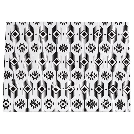 Geometrisch patroon van de zwarte en witte etnisch groot cadeauzakje (Voorkant)