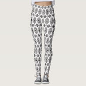 Geometrisch patroon van de zwarte en witte etnisch leggings (Voorkant)