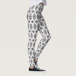 Geometrisch patroon van de zwarte en witte etnisch leggings