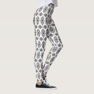 Geometrisch patroon van de zwarte en witte etnisch leggings