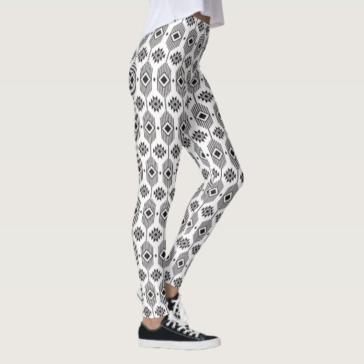 Geometrisch patroon van de zwarte en witte etnisch leggings (Rechts)