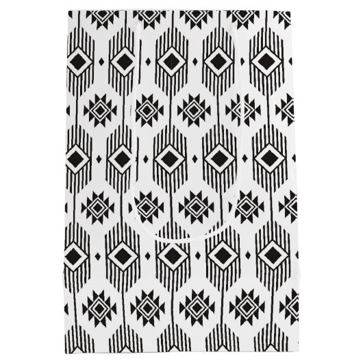 Geometrisch patroon van de zwarte en witte etnisch medium cadeauzakje (Achterkant)