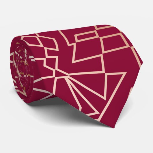 Geometrisch patroon van elegant roos goud en gieti stropdas (Opgerold)