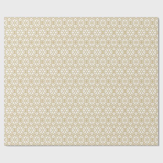 Geometrisch patroon van elegante witte en goudkuns cadeaupapier (Vlak)