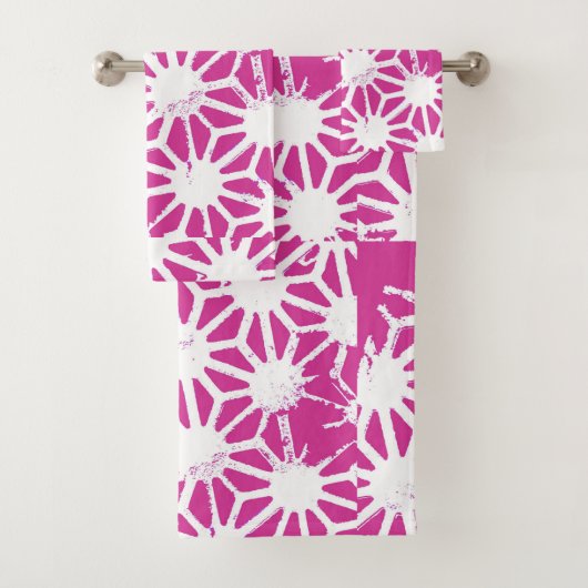 geometrisch patroon van Fuchsia Bad Handdoek (Insitu)