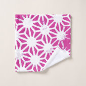 geometrisch patroon van Fuchsia Bad Handdoek (Wasdoekje)