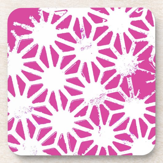 geometrisch patroon van Fuchsia Bier Onderzetter (Voorkant)