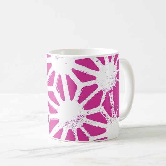 geometrisch patroon van Fuchsia Koffiemok (Voorkant rechts)
