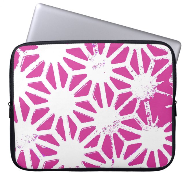geometrisch patroon van Fuchsia Laptop Sleeve (Voorkant)