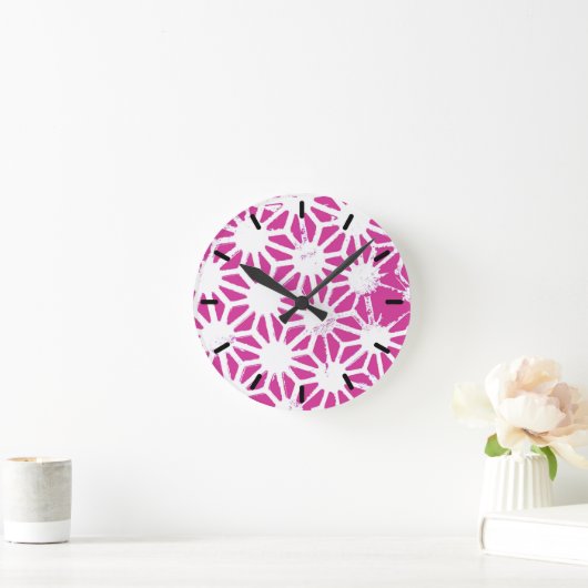 geometrisch patroon van Fuchsia Ronde Klok (Huis)