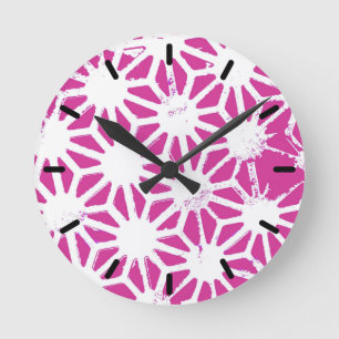 geometrisch patroon van Fuchsia Ronde Klok