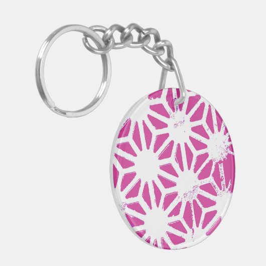 geometrisch patroon van Fuchsia Sleutelhanger (Voorkant Links)