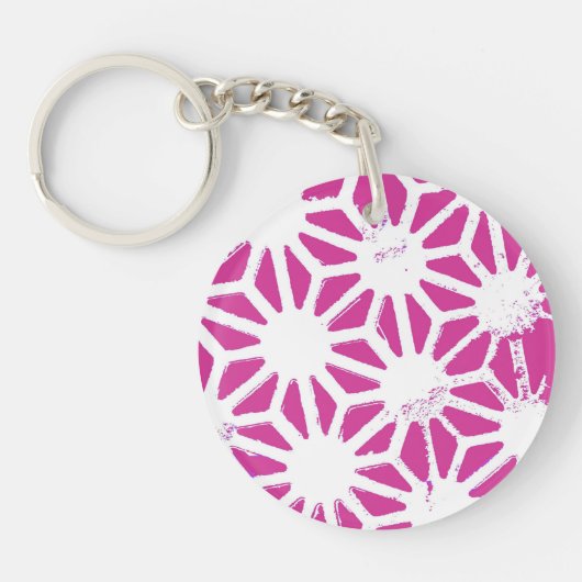 geometrisch patroon van Fuchsia Sleutelhanger (Voorkant)