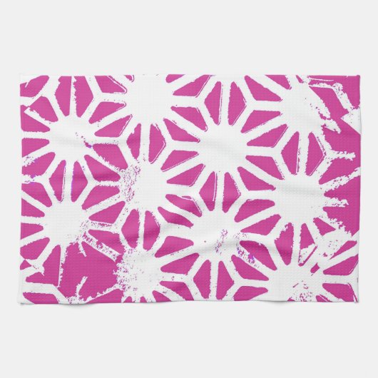 geometrisch patroon van Fuchsia Theedoek (Horizontaal)